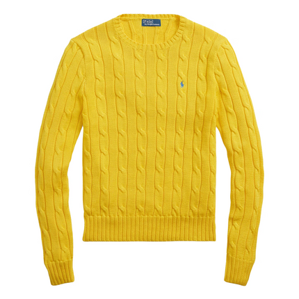 Polo Ralph Lauren Women's Cable-Knit Cotton Crewneck Sweater Trainer Yellow