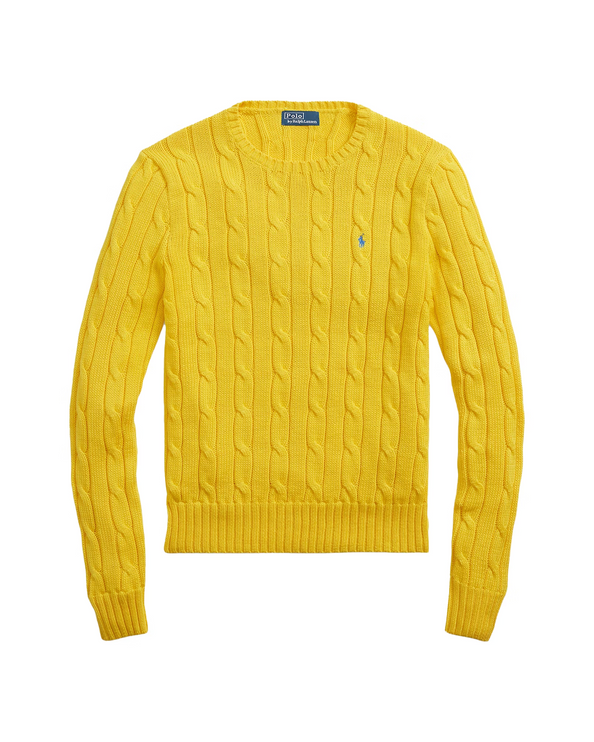 Polo Ralph Lauren Women's Cable-Knit Cotton Crewneck Sweater Trainer Yellow