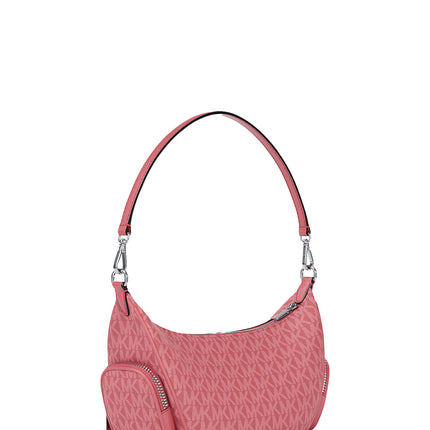 Michael Kors Women's Merritt Small Signature Logo Convertible Shoulder Bag Hibiscus/Silver