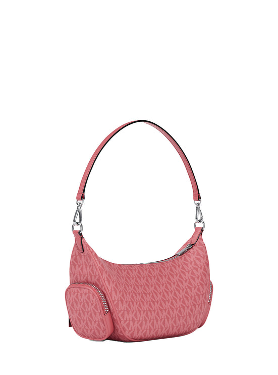 Michael Kors Women's Merritt Small Signature Logo Convertible Shoulder Bag Hibiscus/Silver