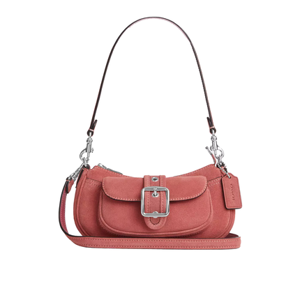 Coach Women's Ashton Mini Shoulder Bag Suede/Silver/Pink