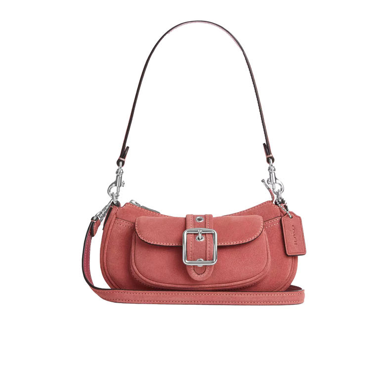 Coach Women's Ashton Mini Shoulder Bag Suede/Silver/Pink