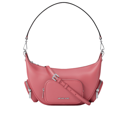 Michael Kors Women's Merritt Medium Pebbled Leather Convertible Shoulder Bag Hibiscus/Silver