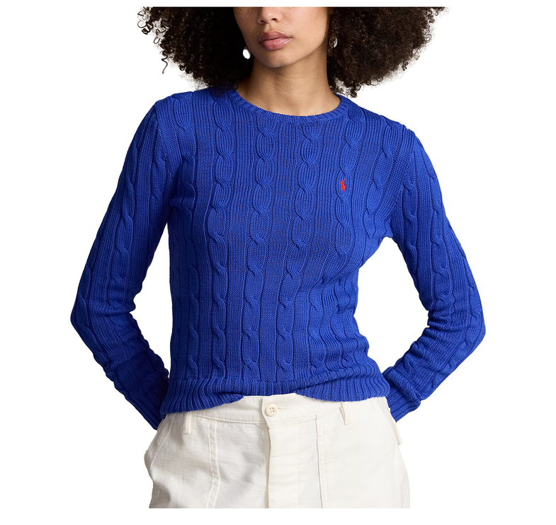 Polo Ralph Lauren Women's Cable-Knit Cotton Crewneck Sweater Rugby Royal