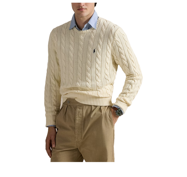 Polo Ralph Lauren Men's Cable-Knit Cotton Sweater Andover Cream