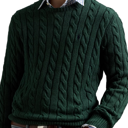 Polo Ralph Lauren Men's Cable-Knit Cotton Sweater Scotch Pine Heather