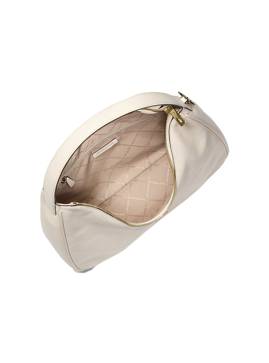 Michael Kors Women's Nayla Medium Pebbled Leather Shoulder Bag Light Cream/Gold