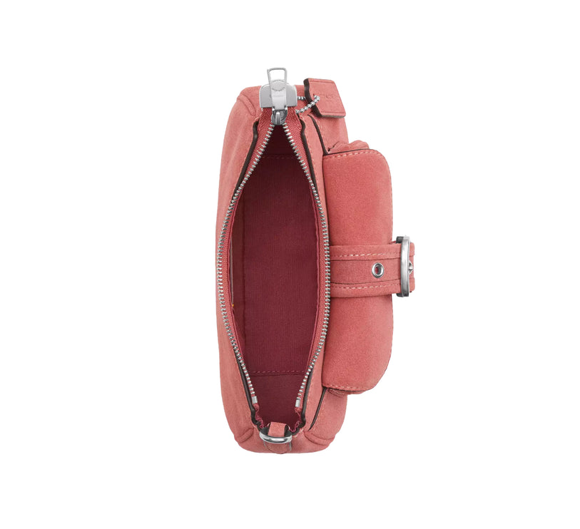 Coach Women's Ashton Mini Shoulder Bag Suede/Silver/Pink