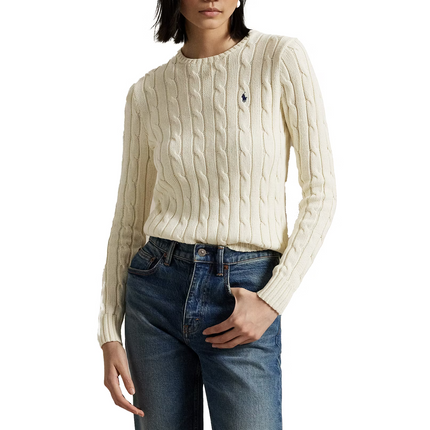 Polo Ralph Lauren Women's Cable-Knit Cotton Crewneck Sweater Cream