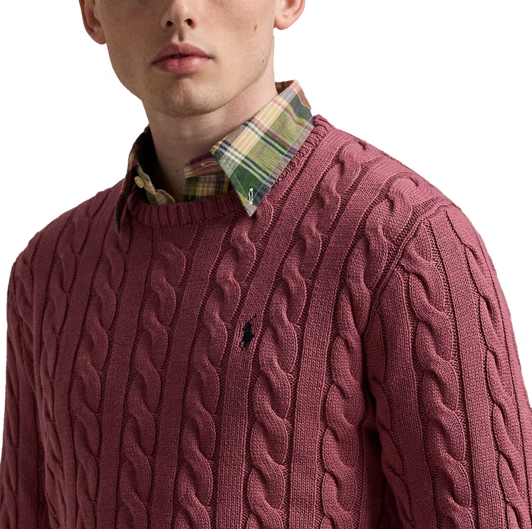 Polo Ralph Lauren Men's Cable-Knit Cotton Sweater Prune Juice
