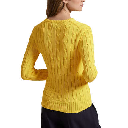 Polo Ralph Lauren Women's Cable-Knit Cotton Crewneck Sweater Trainer Yellow