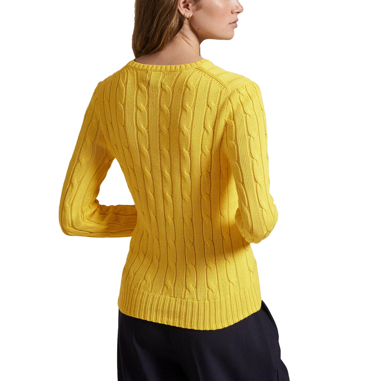 Polo Ralph Lauren Women's Cable-Knit Cotton Crewneck Sweater Trainer Yellow