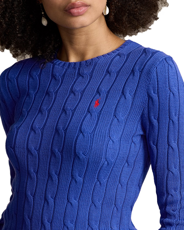 Polo Ralph Lauren Women's Cable-Knit Cotton Crewneck Sweater Rugby Royal