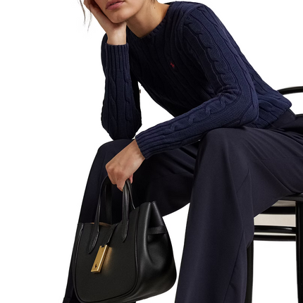 Polo Ralph Lauren Women's Cable-Knit Cotton Crewneck Sweater Hunter Navy