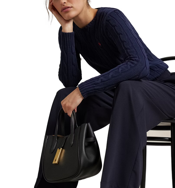 Polo Ralph Lauren Women's Cable-Knit Cotton Crewneck Sweater Hunter Navy
