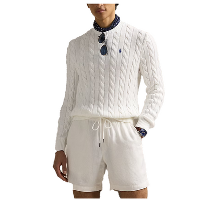 Polo Ralph Lauren Men's Cable-Knit Cotton Sweater White