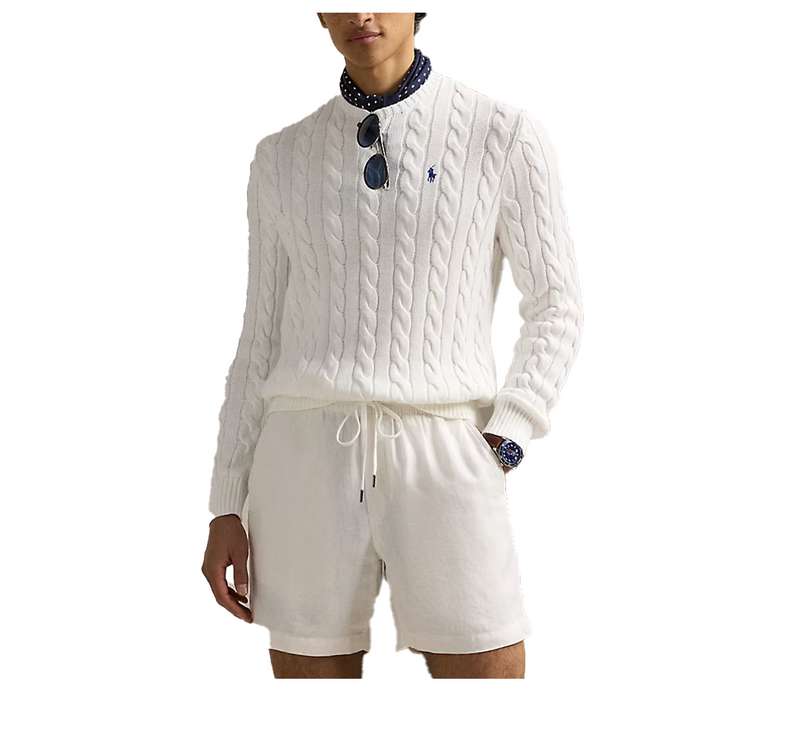Polo Ralph Lauren Men's Cable-Knit Cotton Sweater White