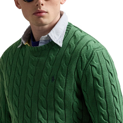 Polo Ralph Lauren Men's Cable-Knit Cotton Sweater Kale Green