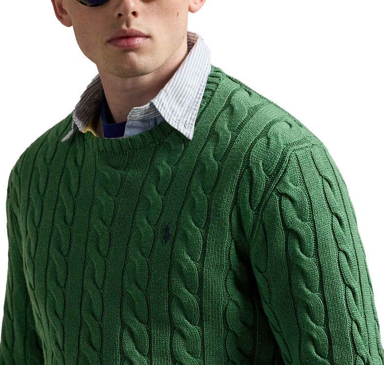Polo Ralph Lauren Men's Cable-Knit Cotton Sweater Kale Green