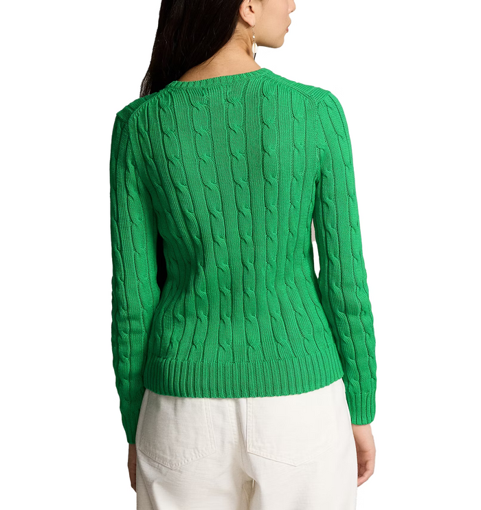 Polo Ralph Lauren Women's Cable-Knit Cotton Crewneck Sweater Preppy Green