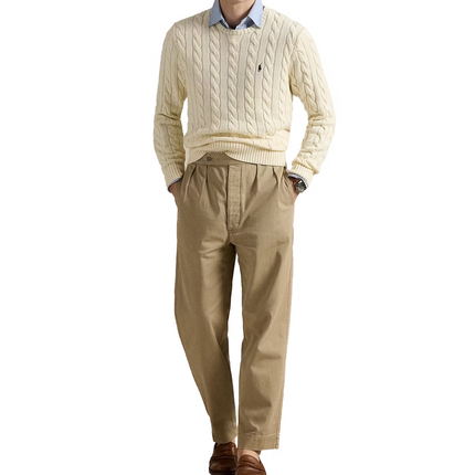 Polo Ralph Lauren Men's Cable-Knit Cotton Sweater Andover Cream