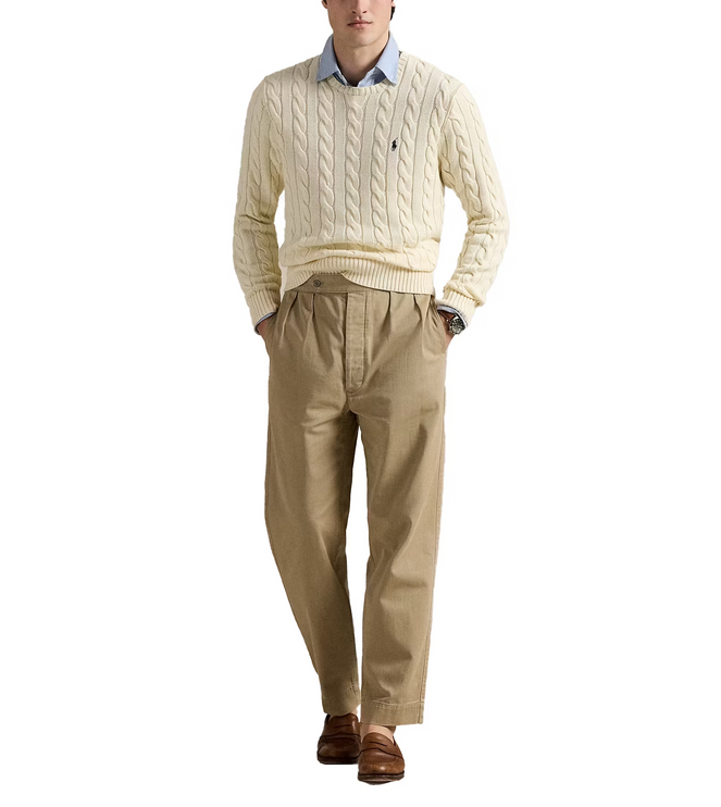 Polo Ralph Lauren Men's Cable-Knit Cotton Sweater Andover Cream