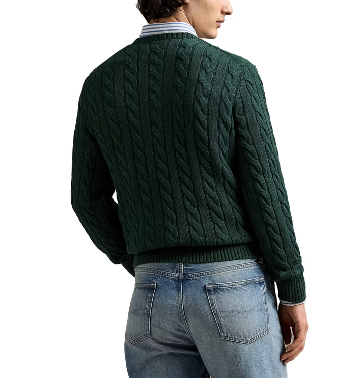 Polo Ralph Lauren Men's Cable-Knit Cotton Sweater Scotch Pine Heather