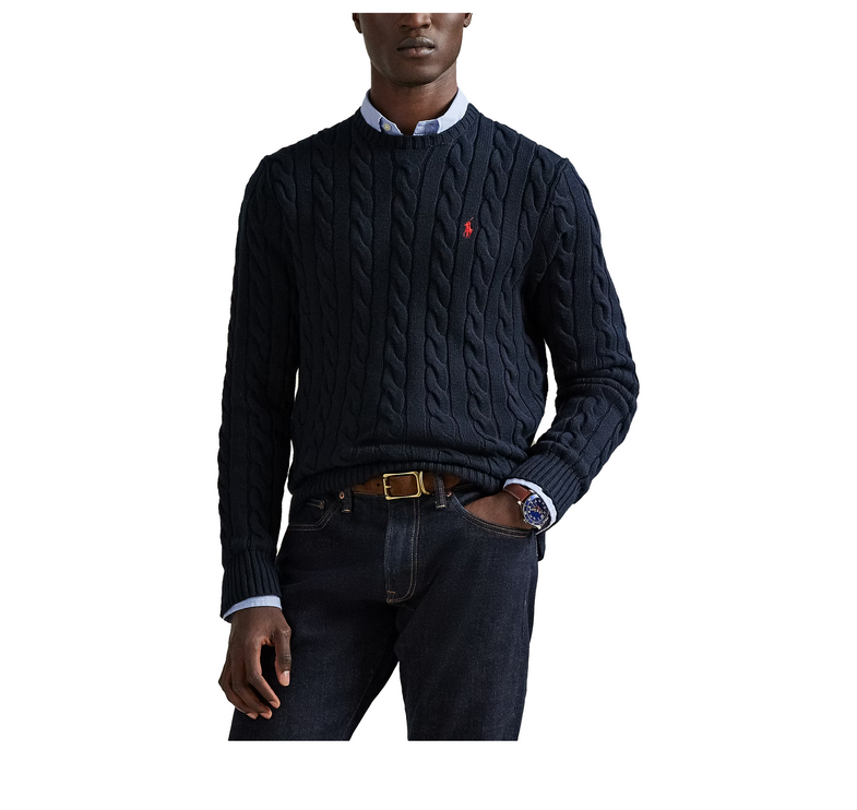 Polo Ralph Lauren Men's Cable-Knit Cotton Sweater Hunter Navy