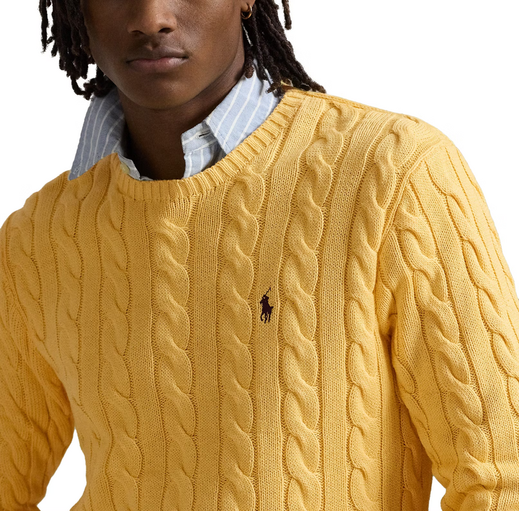 Polo Ralph Lauren Men's Cable-Knit Cotton Sweater Fall Yellow