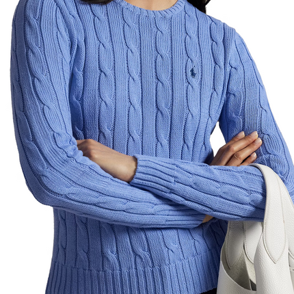 Polo Ralph Lauren Women's Cable Knit Cotton Crewneck Sweater New Litchfield Blue