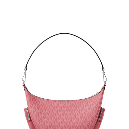 Michael Kors Women's Merritt Small Signature Logo Convertible Shoulder Bag Hibiscus/Silver