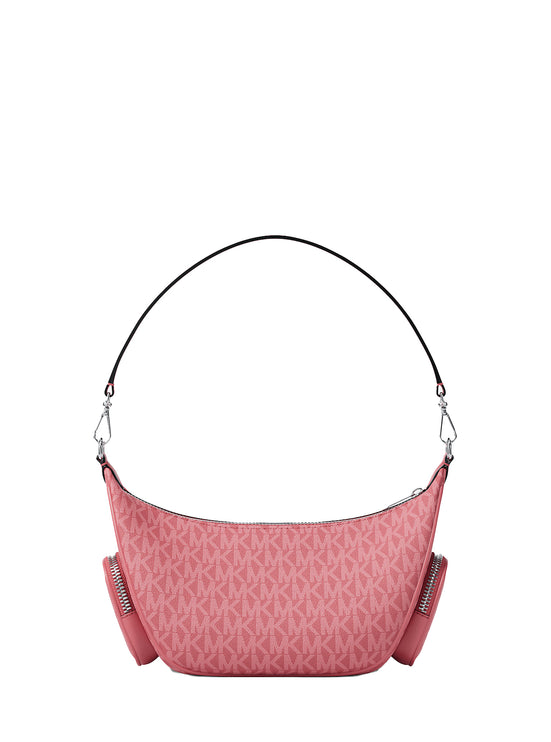 Michael Kors Women's Merritt Small Signature Logo Convertible Shoulder Bag Hibiscus/Silver