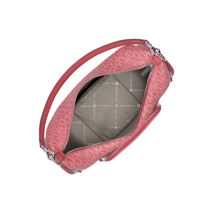 Michael Kors Women's Merritt Small Signature Logo Convertible Shoulder Bag Hibiscus/Silver