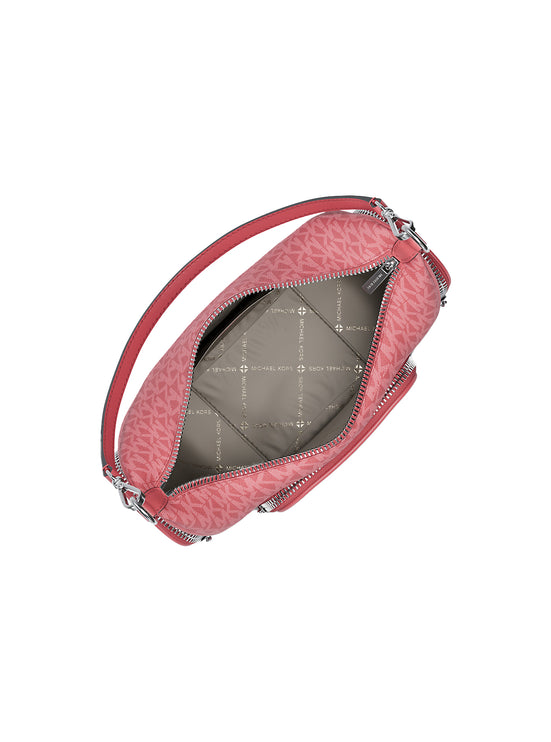 Michael Kors Women's Merritt Small Signature Logo Convertible Shoulder Bag Hibiscus/Silver