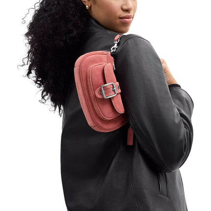 Coach Women's Ashton Mini Shoulder Bag Suede/Silver/Pink