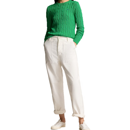 Polo Ralph Lauren Women's Cable-Knit Cotton Crewneck Sweater Preppy Green