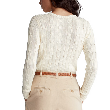 Polo Ralph Lauren Women's Cable-Knit Cotton Crewneck Sweater Cream