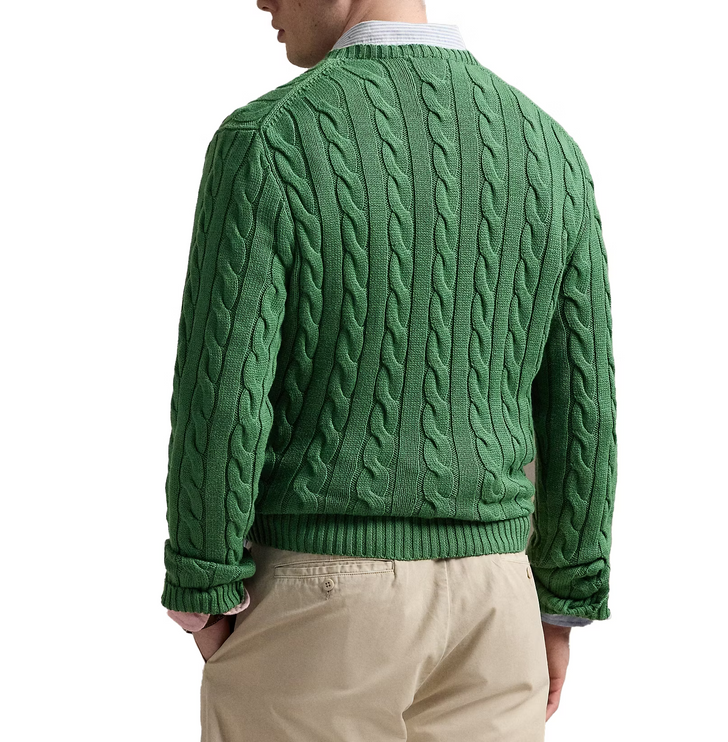 Polo Ralph Lauren Men's Cable-Knit Cotton Sweater Kale Green