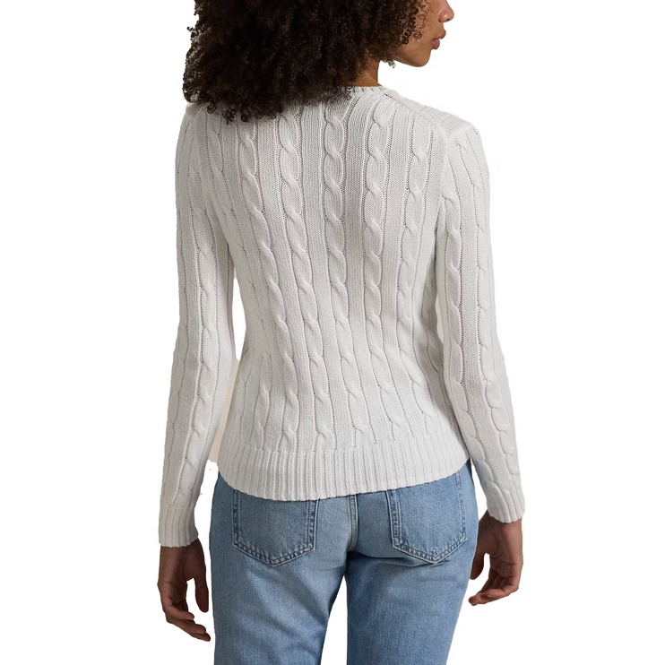 Polo Ralph Lauren Women's Cable-Knit Cotton Crewneck Sweater White