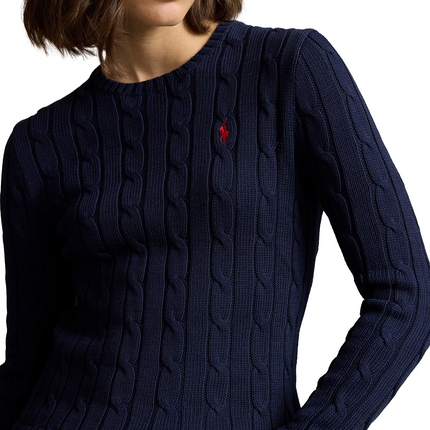 Polo Ralph Lauren Women's Cable-Knit Cotton Crewneck Sweater Hunter Navy