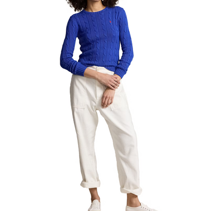 Polo Ralph Lauren Women's Cable-Knit Cotton Crewneck Sweater Rugby Royal