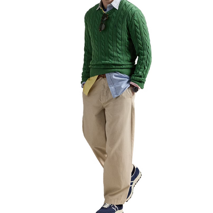 Polo Ralph Lauren Men's Cable-Knit Cotton Sweater Kale Green