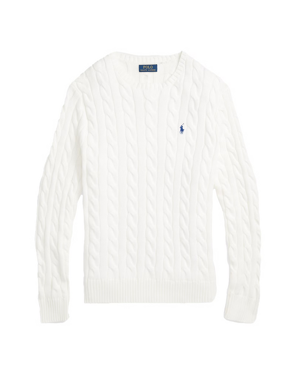 Polo Ralph Lauren Men's Cable-Knit Cotton Sweater White