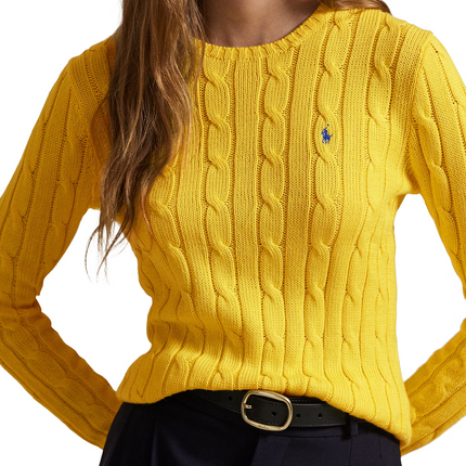 Polo Ralph Lauren Women's Cable-Knit Cotton Crewneck Sweater Trainer Yellow