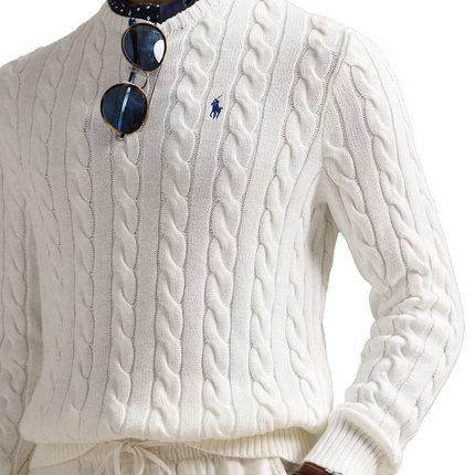 Polo Ralph Lauren Men's Cable-Knit Cotton Sweater White