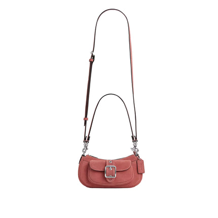 Coach Women's Ashton Mini Shoulder Bag Suede/Silver/Pink