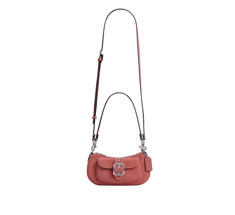Coach Women's Ashton Mini Shoulder Bag Suede/Silver/Pink