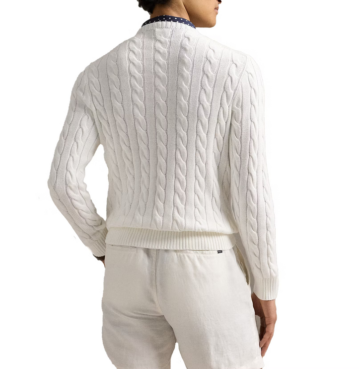 Polo Ralph Lauren Men's Cable-Knit Cotton Sweater White