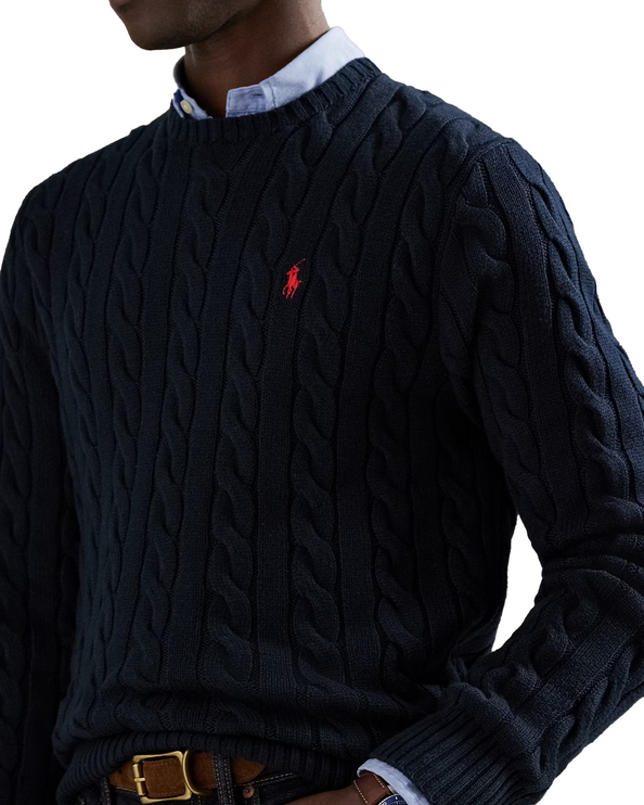 Polo Ralph Lauren Men's Cable-Knit Cotton Sweater Hunter Navy
