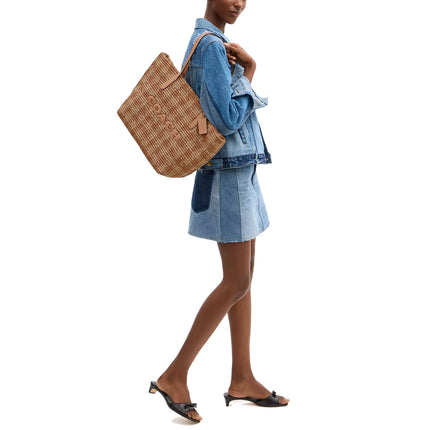 Coach Women's City Tote Bag With Gingham Print Gold/Tan